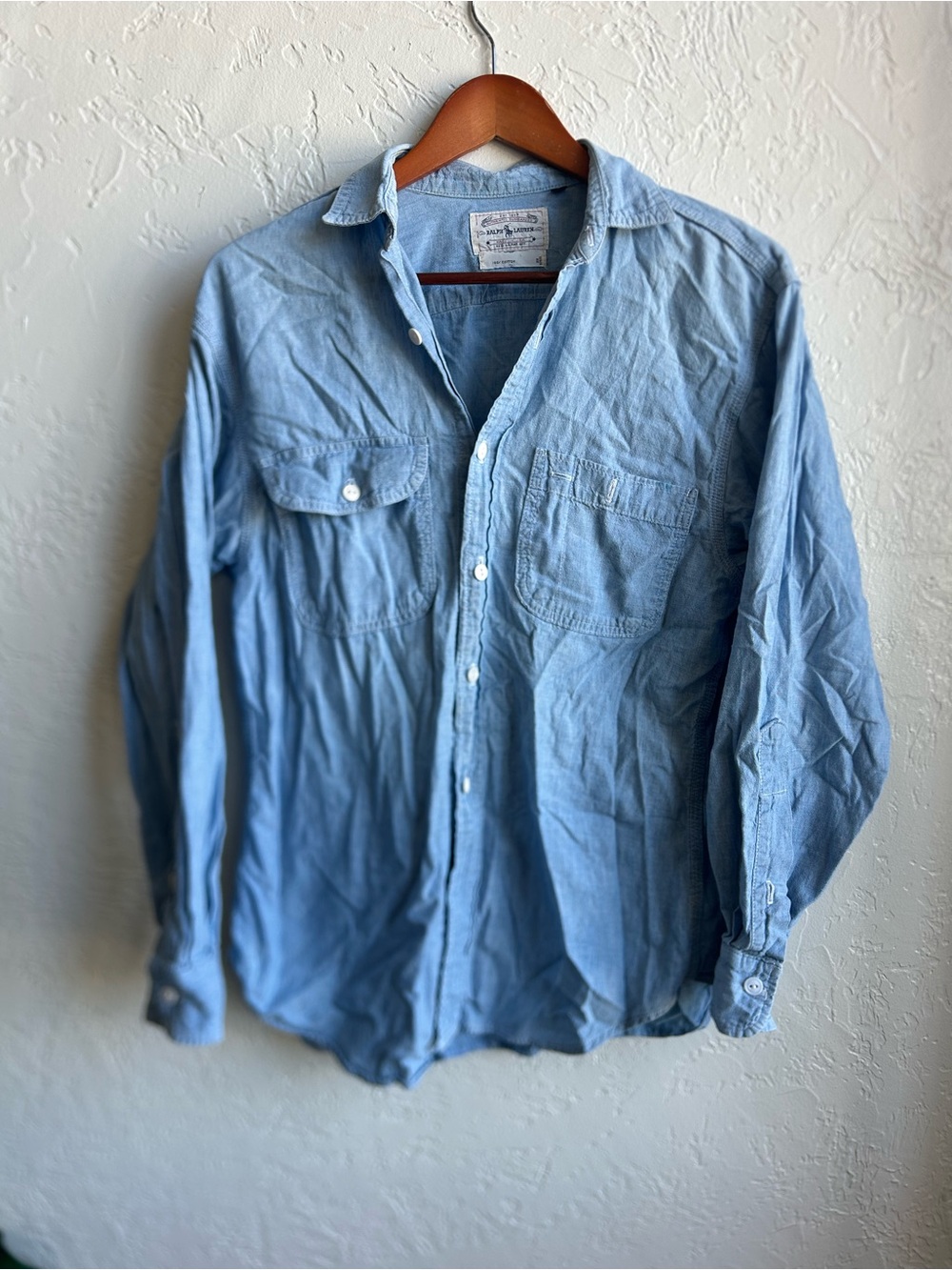 vintage 90s RARE Polo Ralph Lauren Authentic Dungarees light blue cotton shirt